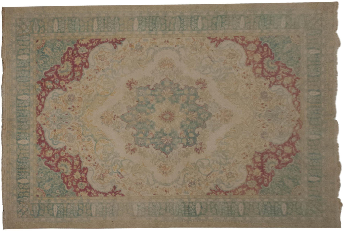 6x9 Vintage Distressed Bulgarian Kerman Design Carpet