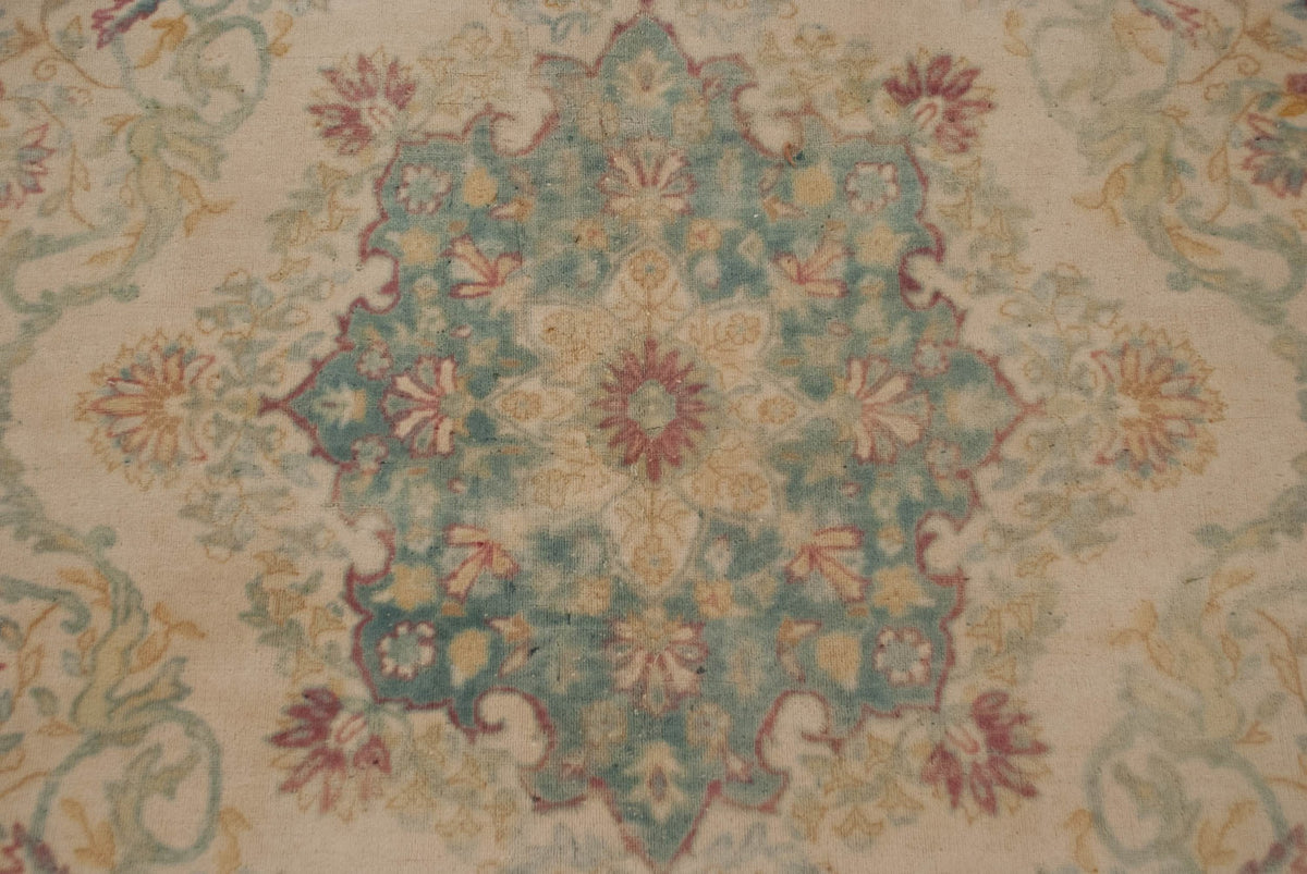 6x9 Vintage Distressed Bulgarian Kerman Design Carpet