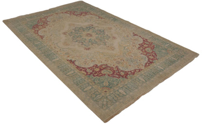 6x9 Vintage Distressed Bulgarian Kerman Design Carpet