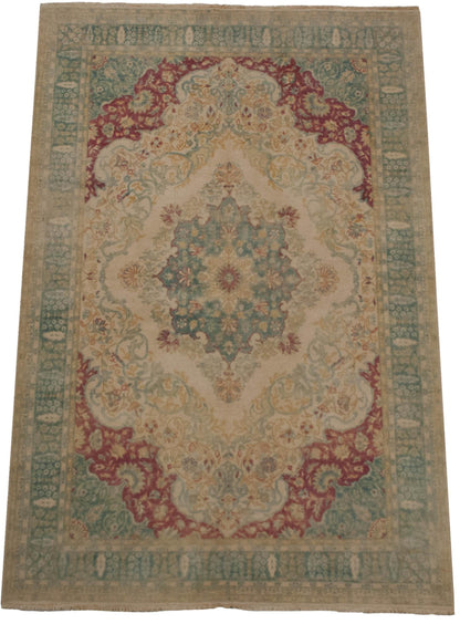 6x9 Vintage Distressed Bulgarian Kerman Design Carpet