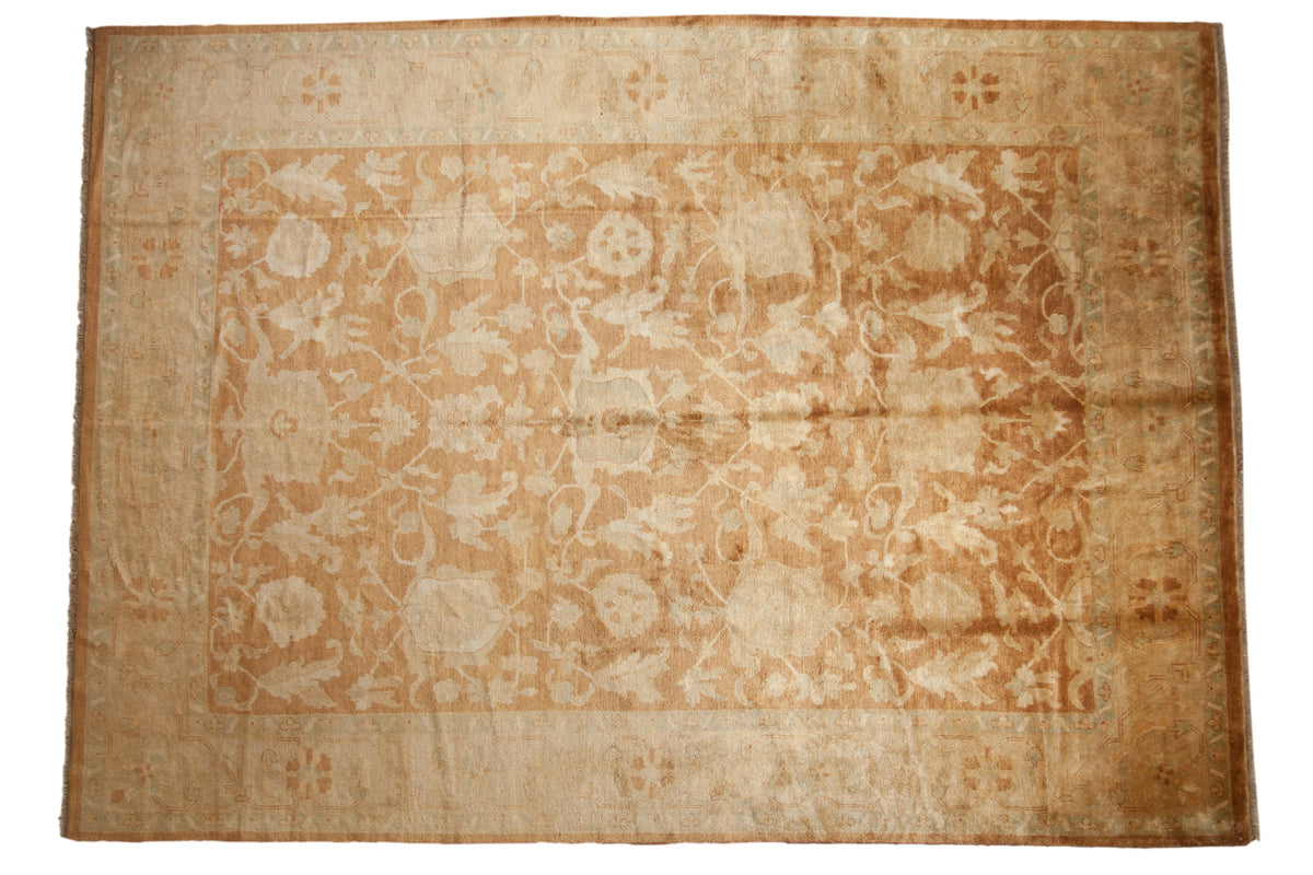 10x14 Vintage Gold Wash Indian Oushak Design Carpet