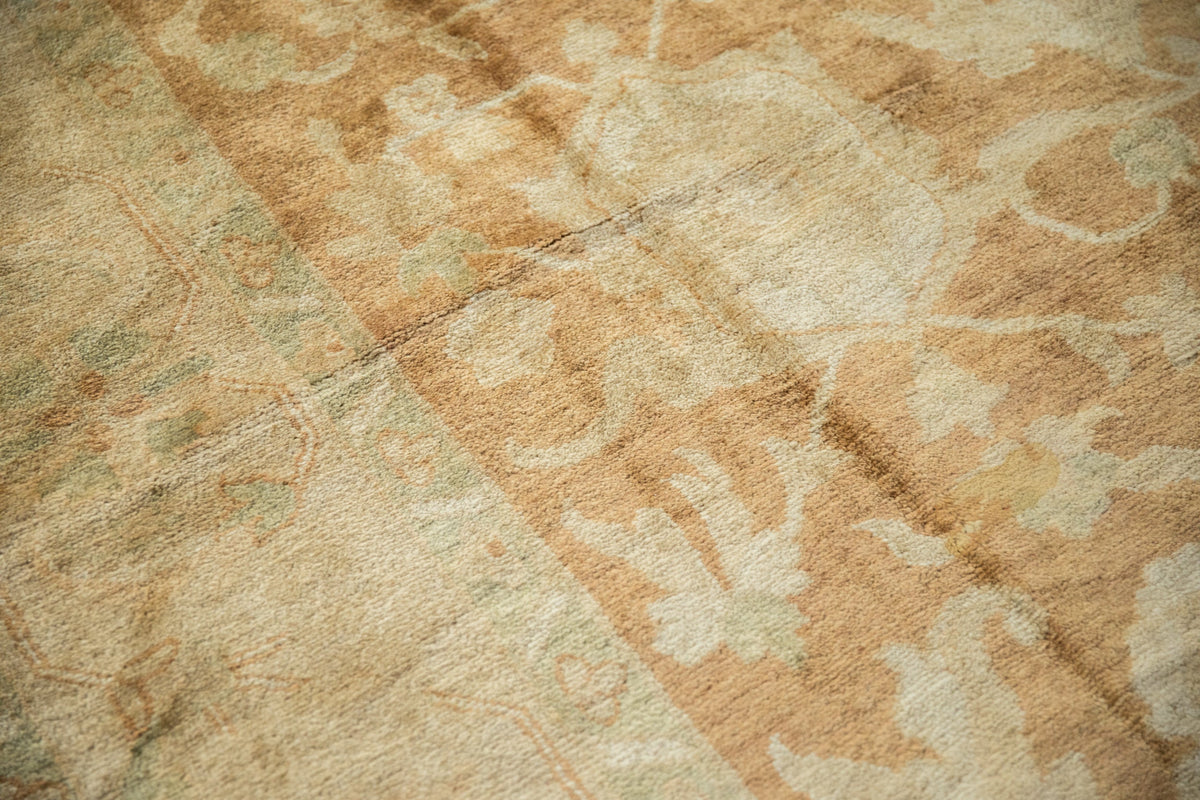 10x14 Vintage Gold Wash Indian Oushak Design Carpet