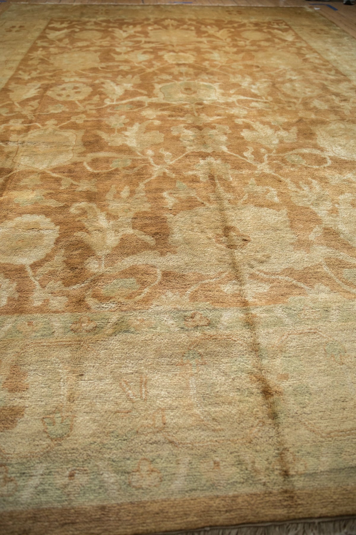 10x14 Vintage Gold Wash Indian Oushak Design Carpet