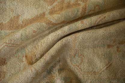10x14 Vintage Gold Wash Indian Oushak Design Carpet