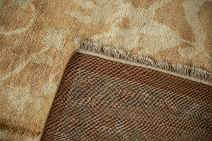 10x14 Vintage Gold Wash Indian Oushak Design Carpet