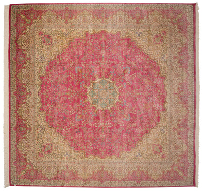 12x12.5 Vintage Bulgarian Kerman Design Square Carpet