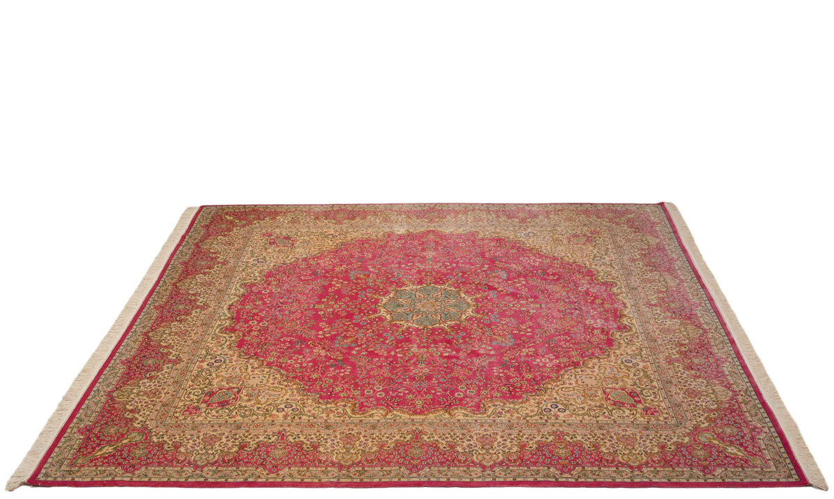12x12.5 Vintage Bulgarian Kerman Design Square Carpet
