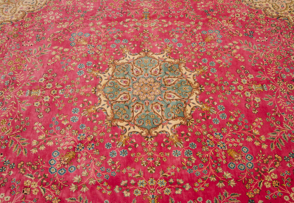 12x12.5 Vintage Bulgarian Kerman Design Square Carpet