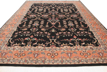 10x13.5 Vintage Indian Mohajeran Sarouk Design Carpet
