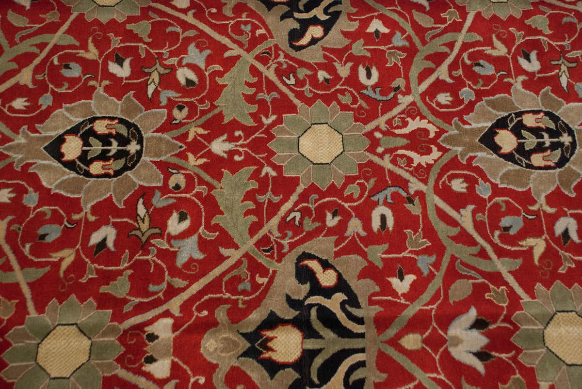 10x14 Vintage Indian William Morris Design Carpet