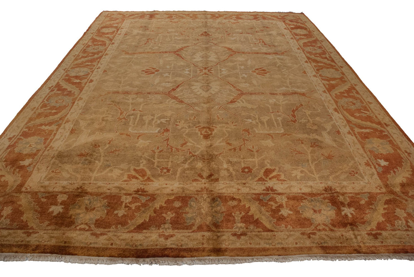 10x13.5 New Gold Wash Indian Oushak Design Carpet