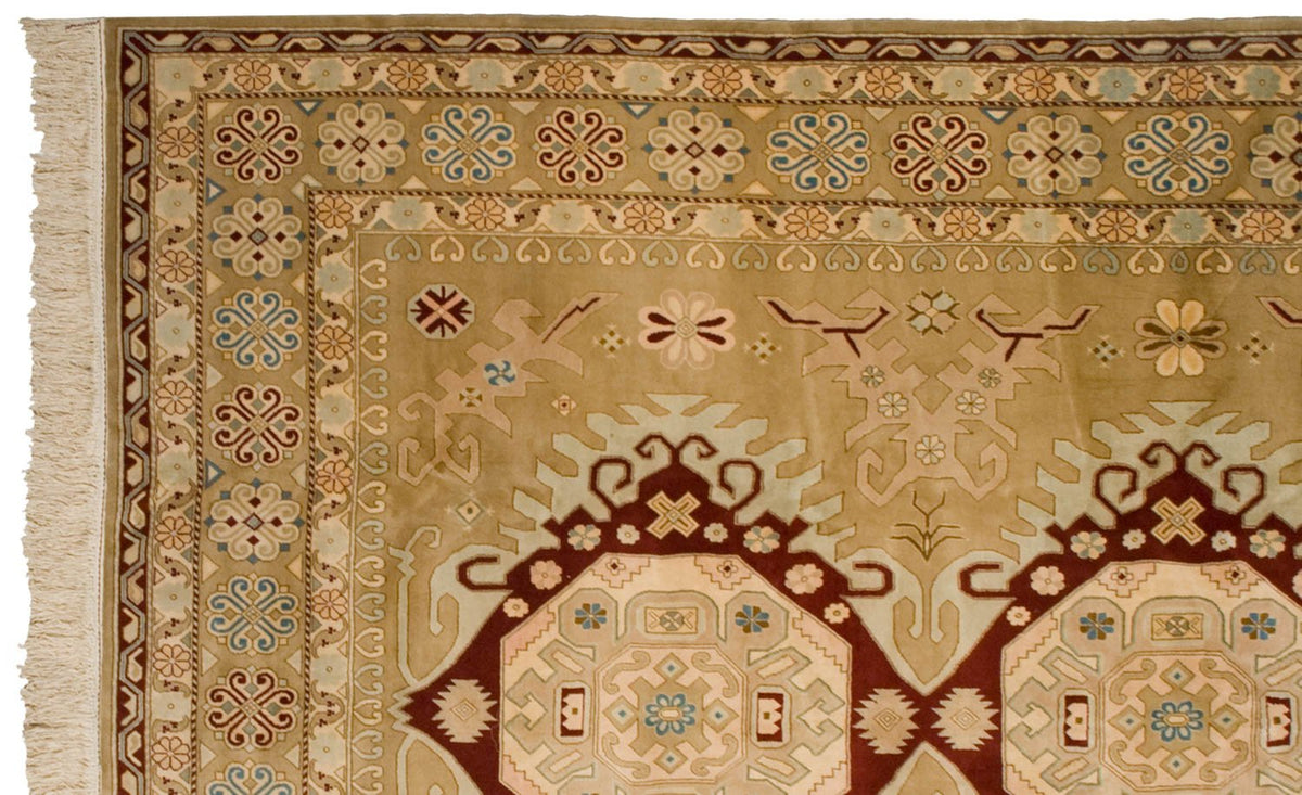 9x12 Vintage Distressed Bulgarian Caucasian Design Carpet