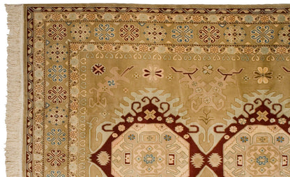 9x12 Vintage Distressed Bulgarian Caucasian Design Carpet