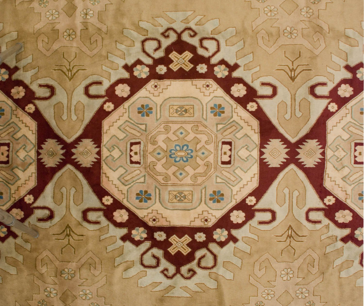 9x12 Vintage Distressed Bulgarian Caucasian Design Carpet
