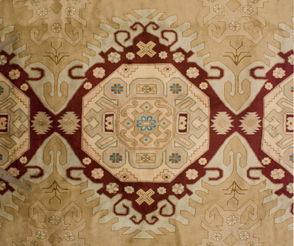 9x12 Vintage Distressed Bulgarian Caucasian Design Carpet