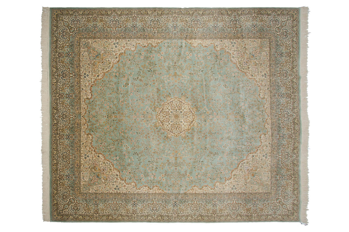 12x14 Vintage Fine Bulgarian Kerman Design Square Carpet