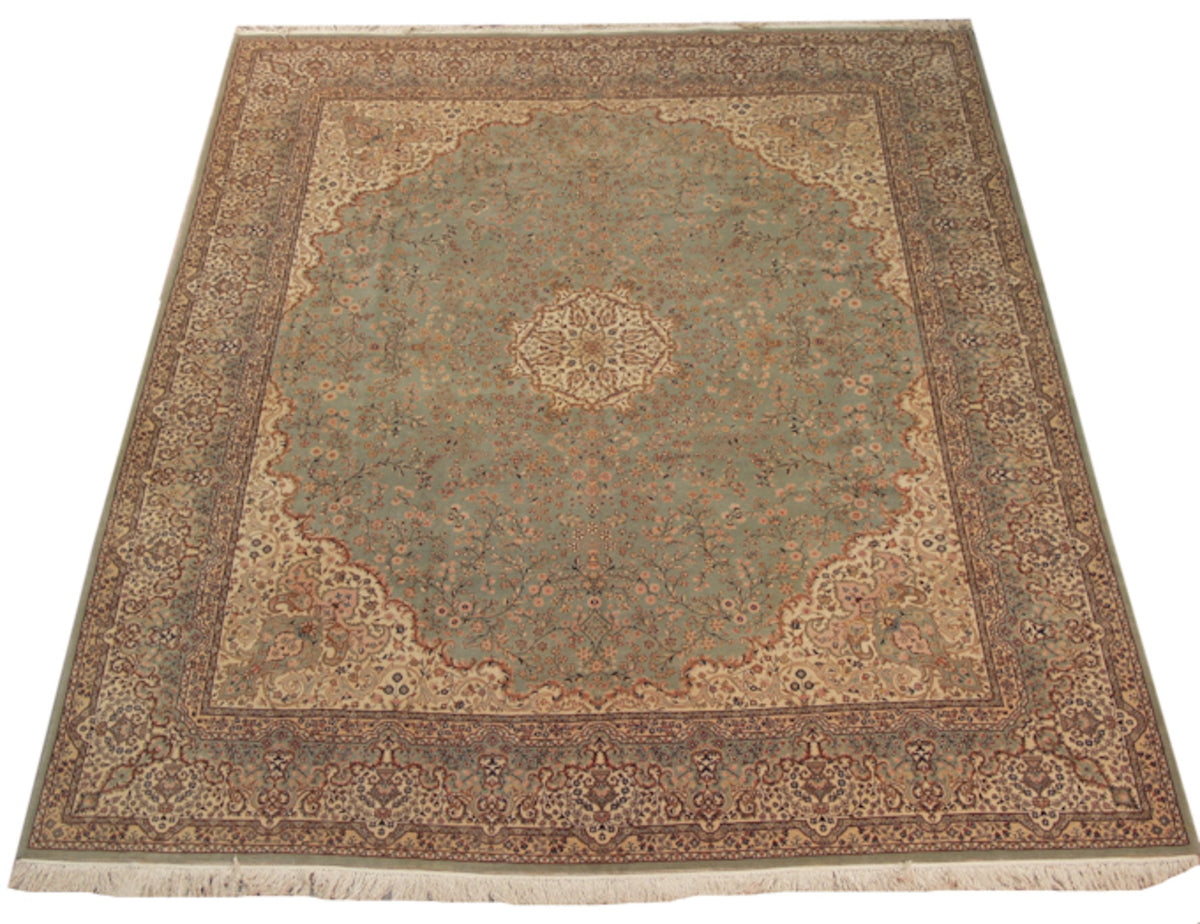 12x14 Vintage Fine Bulgarian Kerman Design Square Carpet