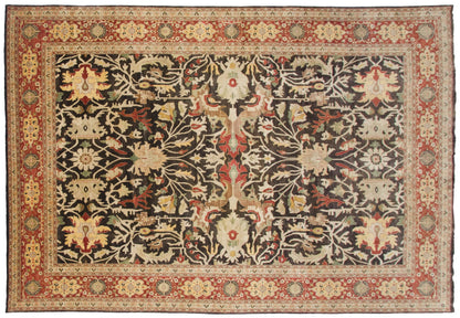 9.5x14.5 Fine Indian Serapi Design Carpet