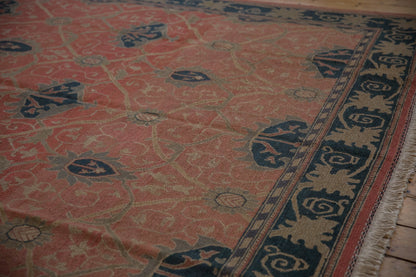 9x12 Vintage Tea Washed Indian Arts And Crafts Soumac Design Carpet