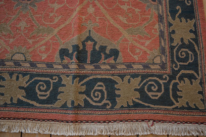 9x12 Vintage Tea Washed Indian Arts And Crafts Soumac Design Carpet