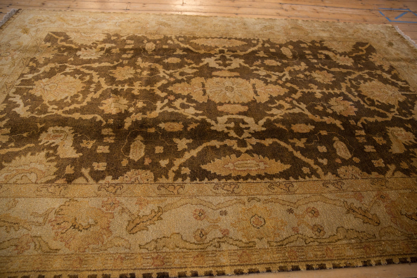 6x9.5 Gold Wash Indian Oushak Design Carpet