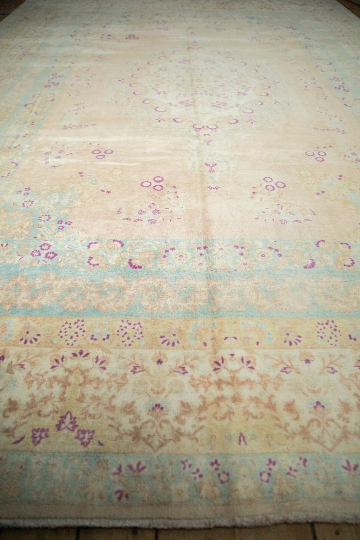 10x14 Vintage Distressed Bulgarian Kerman Design Carpet