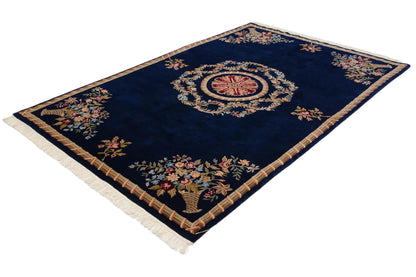 6x9 Vintage Indian Aubusson Design Carpet