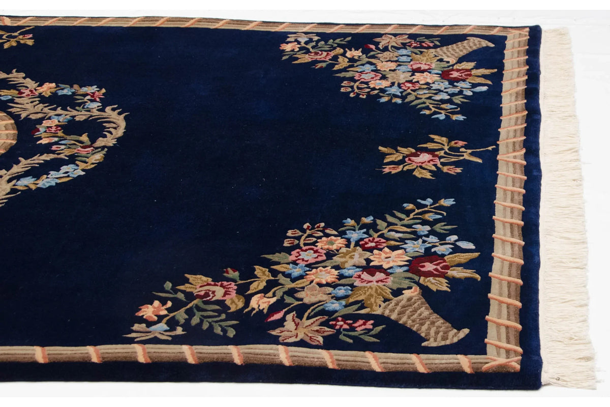6x9 Vintage Indian Aubusson Design Carpet