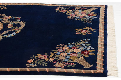 6x9 Vintage Indian Aubusson Design Carpet
