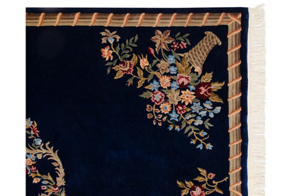 6x9 Vintage Indian Aubusson Design Carpet