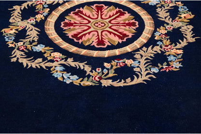 6x9 Vintage Indian Aubusson Design Carpet