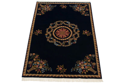 6x9 Vintage Indian Aubusson Design Carpet