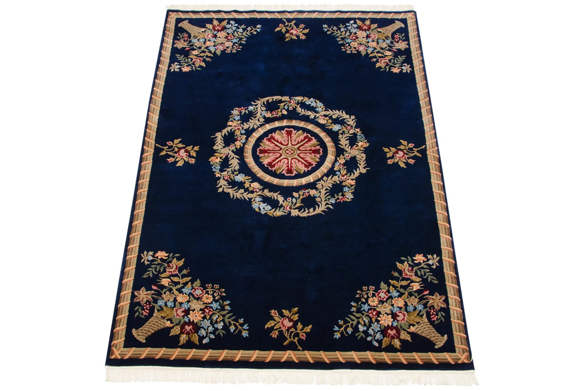 6x9 Vintage Indian Aubusson Design Carpet