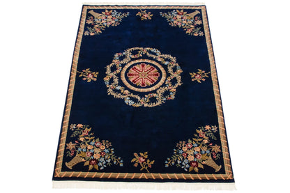 6x9 Vintage Indian Aubusson Design Carpet