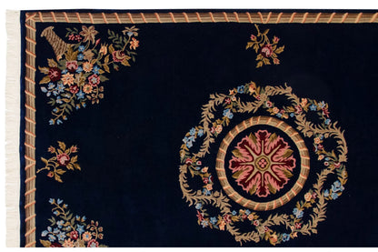 6x9 Vintage Indian Aubusson Design Carpet