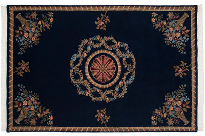 6x9 Vintage Indian Aubusson Design Carpet