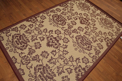 5'x7' Burgundy, Beige, Multi Color Turkish Dhurry Rug
