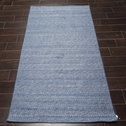 Multi Size Blue Hand Woven 100% Wool Flatweave Modern & Contemporary Oriental Area Rug
