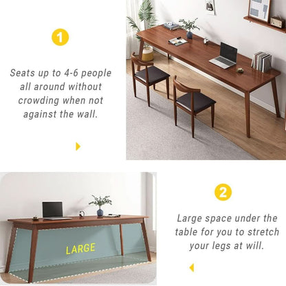Mid-Century Minimalist Long Desk for Home Office Use