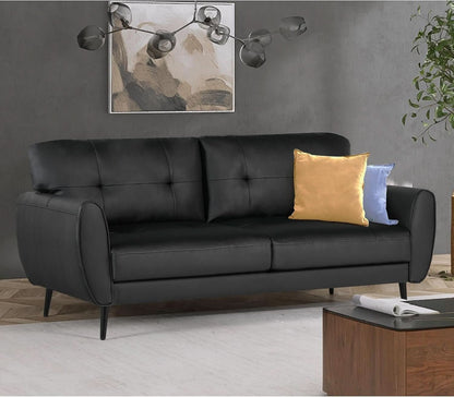 Mid Century Modern Black Loveseat Sofa for Small Spaces