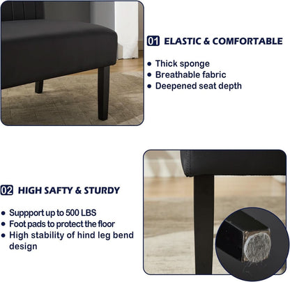 Mini Black Leather Loveseat Sofa with USB Ports