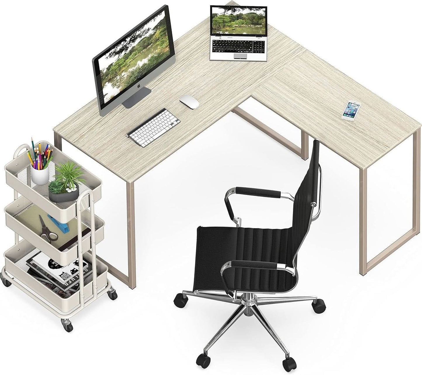 L Shaped Desk 48 X 48 Inches Maple Finish Home Office Desk