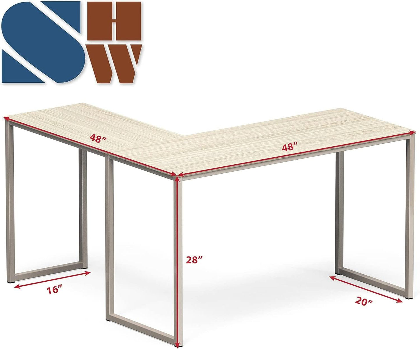 L Shaped Desk 48 X 48 Inches Maple Finish Home Office Desk