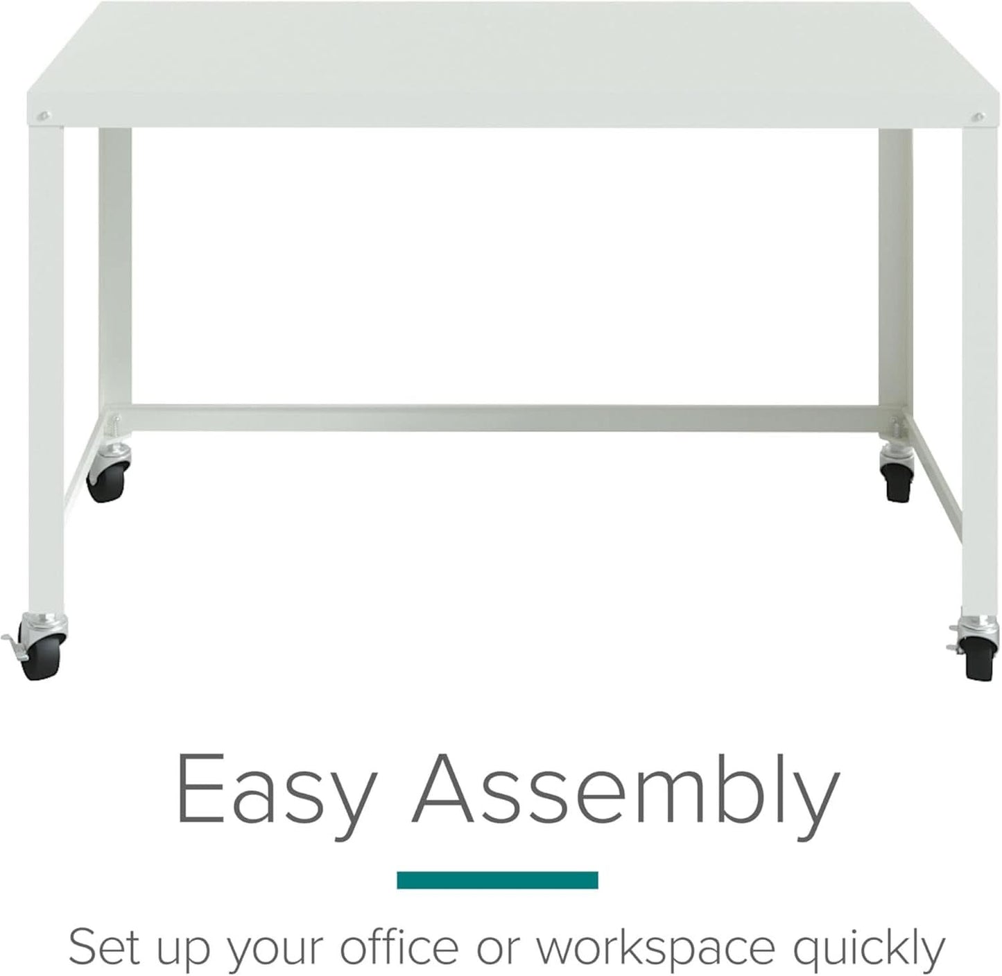 Mobile Metal Desk Workstation with Wheels and Durability