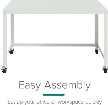 Mobile Metal Desk Workstation with Wheels and Durability