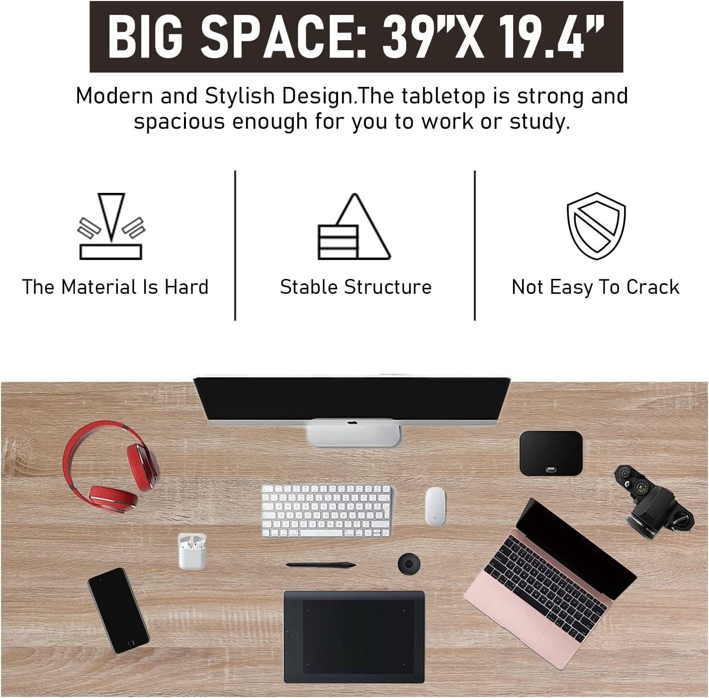 Modern 39 Inch Computer Desk for Home Office Use