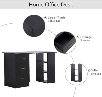 Modern 47 Inch Computer Desk With Storage Shelves