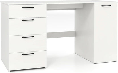 Modern 53 Inch White Computer Desk with Charging Station