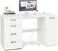 Modern 53 Inch White Computer Desk with Charging Station