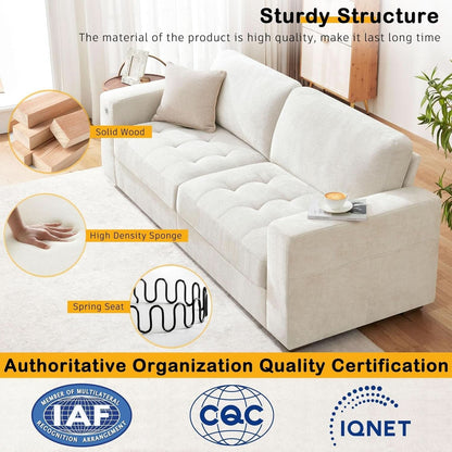Modern 89 Inch Sofa with USB Ports and Removable Cover